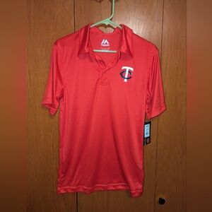 Bright Red Polo Shirt with Minnesota Twins Logo
